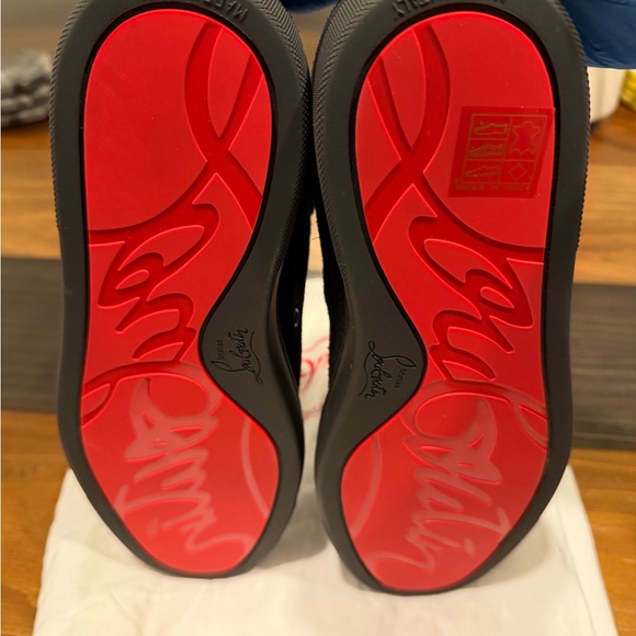 Christian Louboutin Black Textured Sneakers - Picture 3 of 8